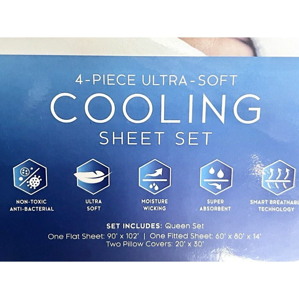 Comfort Cool 4 Piece Ultra Soft Cooling Sheet Set - Queen Size - NEW IN Package